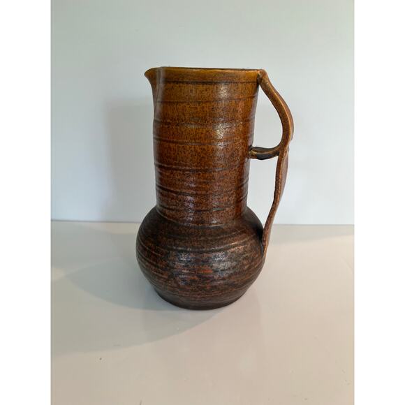 Vintage Mid-century Rare Salt Glaze Pitcher Double Handle Unique JL - Picture 1 of 11
